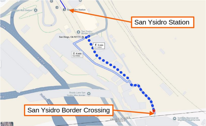 to PedWest border crossing